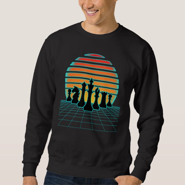 Moletom Estilo estético de peças de xadrez retrowave 800s (Frente)