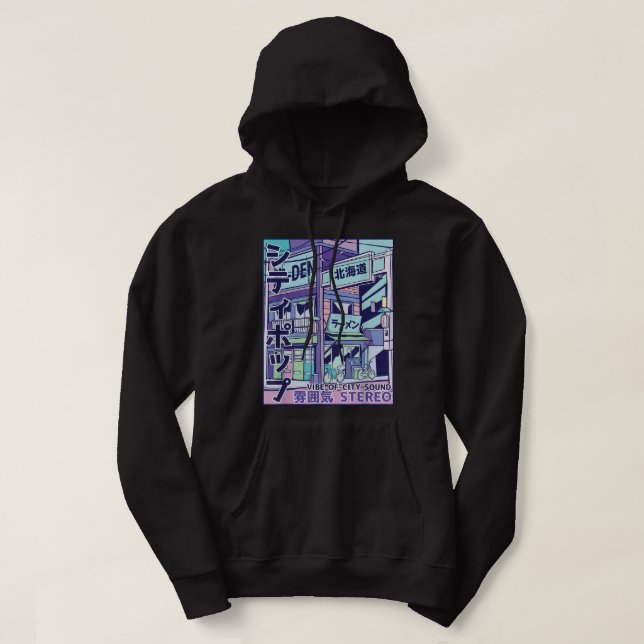 Moletom Estilo Vaporwave Pop da Cidade 80s Japonês E (Frente do Design)