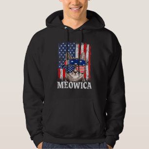 Moletom Estilo Vintage Meowica Cat 4 De Julho American Fla