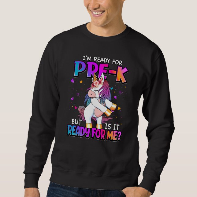 Moletom Estou pronto para o pré-K voltar à escola pré-adol (Frente)
