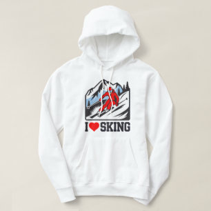 Moletom Eu Adoro Esquiar Retro Skier Mountain Graphic