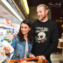 Eu adoro o meu Casal Namorada Vintage Skull Heart