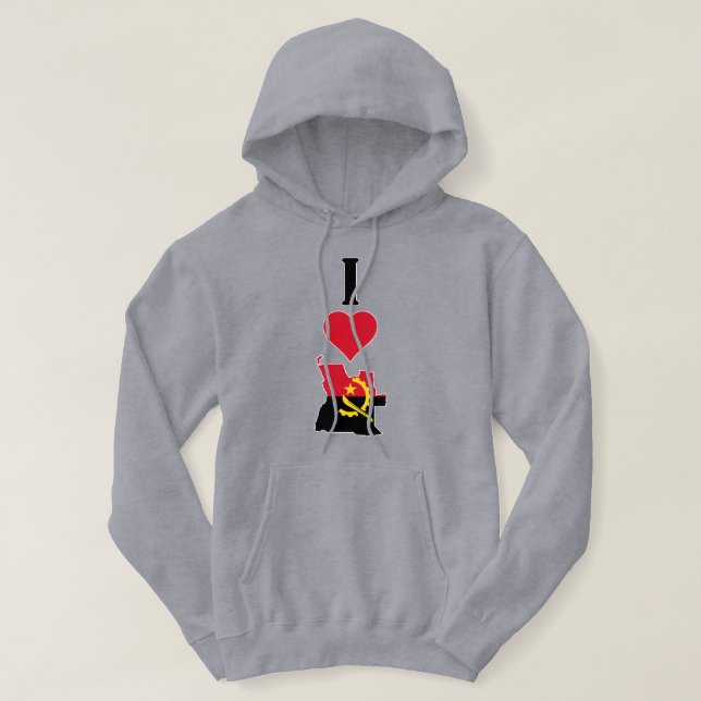 Moletom Eu Amo Angola Vertical I Heart Angola Country Flag (Frente do Design)