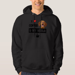 Moletom Eu Amo Café E Meu Vizsla Mãe Pai Salvamento Animal