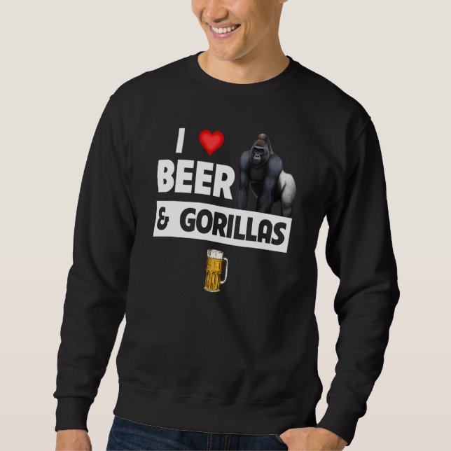 Moletom Eu Amo Cerveja e Gorilas Bebendo Macaco Fauna Selv (Frente)