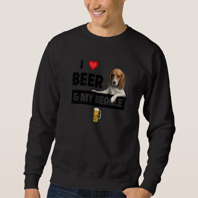 Moletom Eu Amo Cerveja E Minha Beagle Mãe Pai Caçando Bebi (Frente)