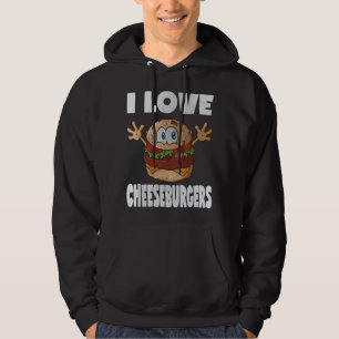 Moletom Eu Amo Cheeseburgers Engraçado Fofo Vintage Cheese
