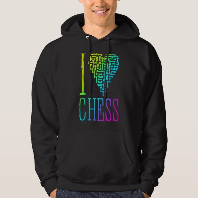 Moletom Eu Amo Chess Heart Player Master Coach Pieds Mosa (Frente)