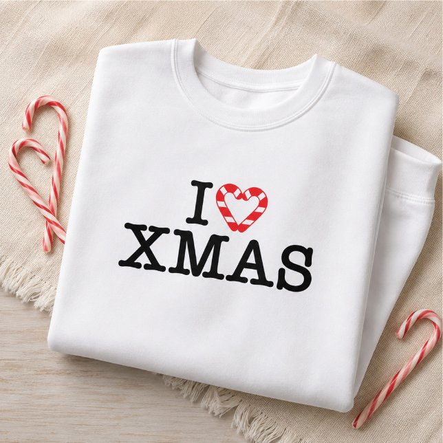 Moletom Eu Amo Coração de Cana de Natal (Criador carregado)