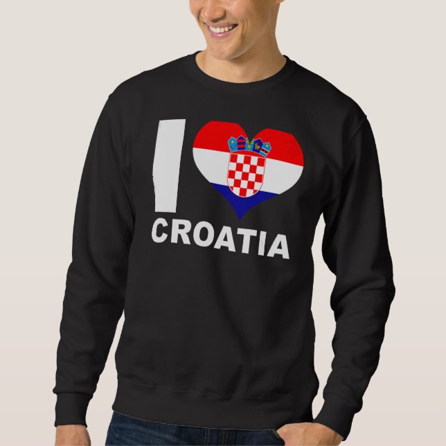 Moletom Eu Amo Croácia Heart Flag Croácia (Frente)