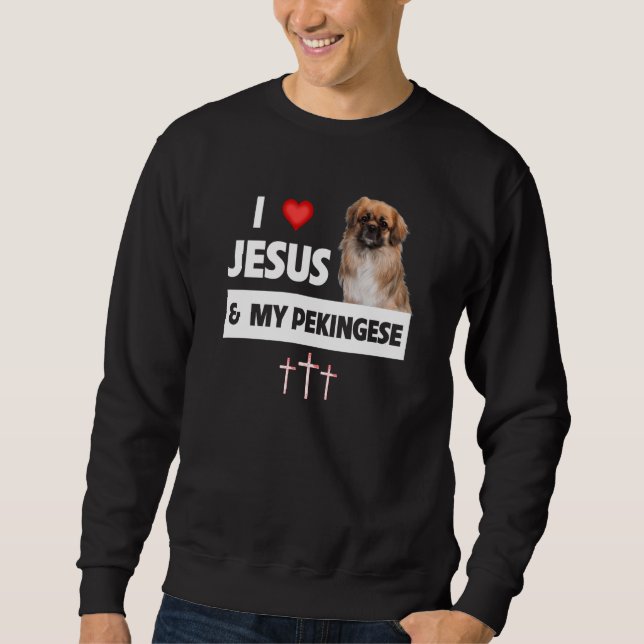 Moletom Eu Amo Jesus e Meu Cachorro Pequinês Mãe Pai Chris (Frente)