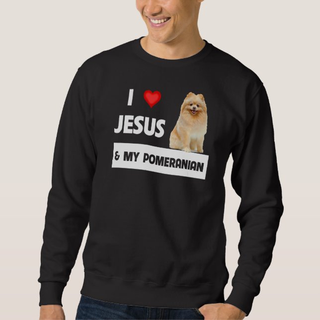 Moletom Eu Amo Jesus E Meu Cachorro Pomerano Mãe E Pai Chr (Frente)