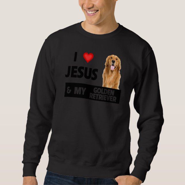 Moletom Eu Amo Jesus E Meu Ouro Cachorro De Retriever Mãe  (Frente)