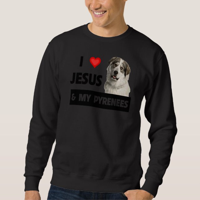 Moletom Eu Amo Jesus E Meus Pirinéus Excelentes Cachorros  (Frente)