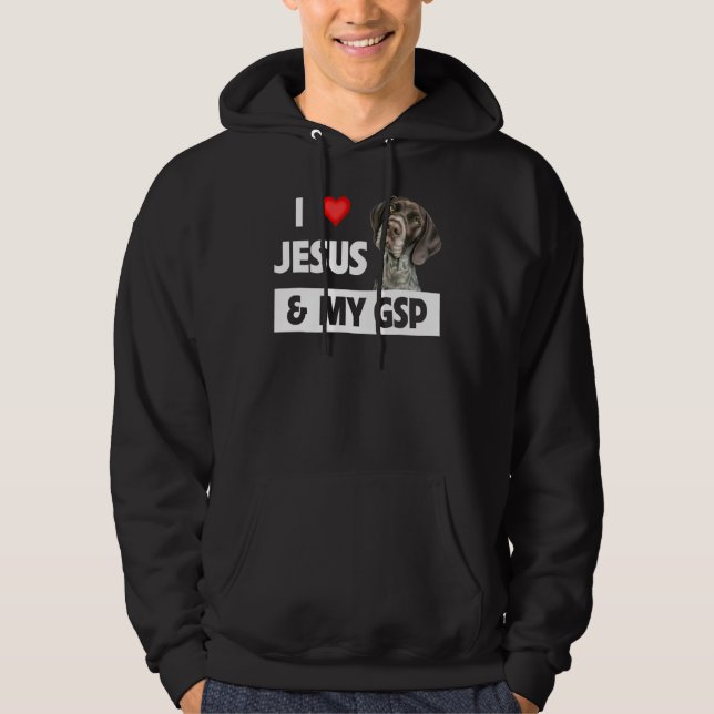 Moletom Eu Amo Jesus E Minha Gsp Mãe Pai Cabelo Alemão Cur (Frente)