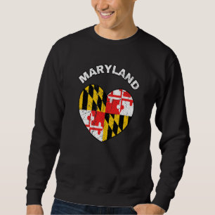 Moletom Eu amo Maryland MD Flag Heart Baltimore Hon