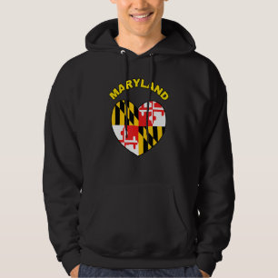 Moletom Eu amo Maryland MD Flag Heart Baltimore Hon