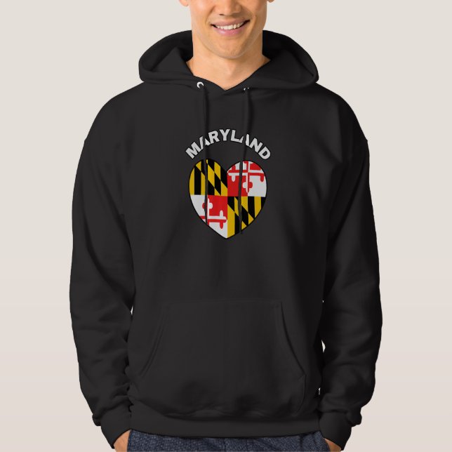 Moletom Eu amo Maryland MD Flag Heart Baltimore Hon (Frente)