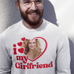 Moletom Eu Amo Meu Crewneck Personalizado Da Namorada<br><div class="desc">Eu amo minha camisa Namorada - carregue uma foto para o dentro</div>