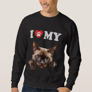 Moletom Eu Amo Meu Gato Gato Burmanês Gato Engraçado Mãe D