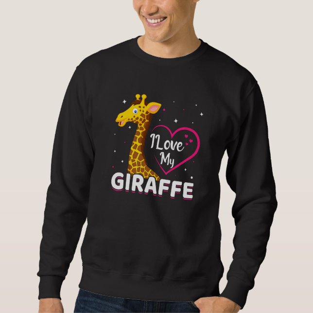 Moletom Eu Amo Minha Girafa Engraçada Girafa (Frente)