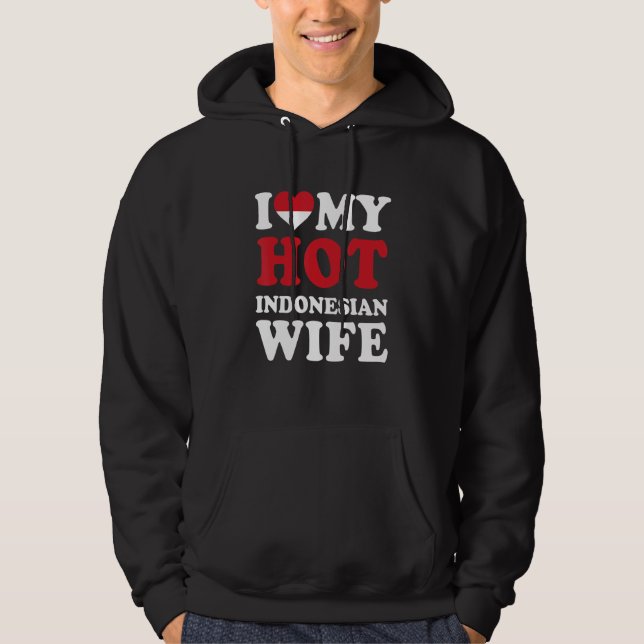 Moletom Eu amo minha quente esposa indonésia presente engr (Frente)