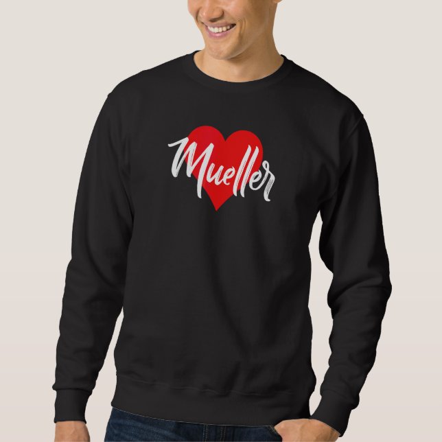 Moletom Eu Amo Mueller Primeiro Nome  Amor Coração (Frente)