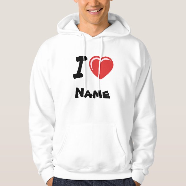 Moletom Eu Amo Nome Personalizado do Coração (Frente)