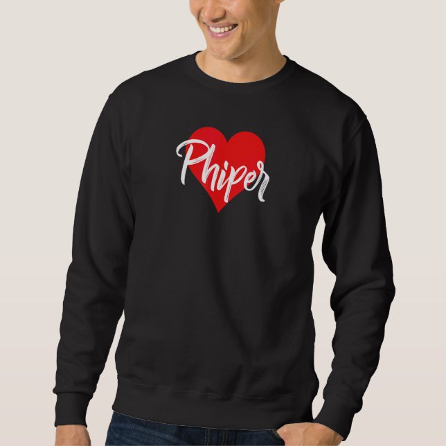 Moletom Eu Amo Phiper Primeiro Nome  Amor Coração (Frente)