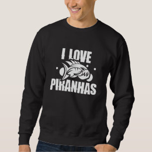 Moletom Eu Amo Piranhas Peixe Retro Piranha