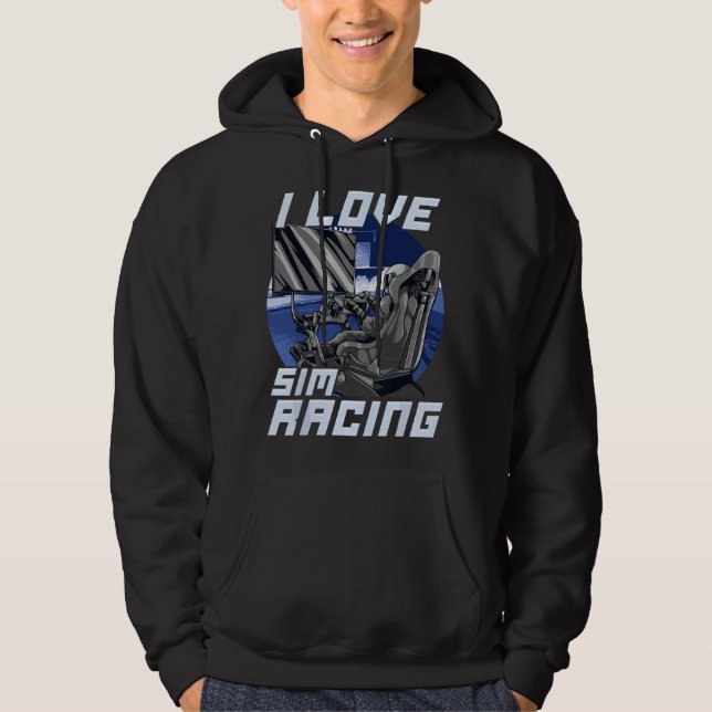 Moletom Eu Amo Sim Racing - Carro e Rig de Simulador de Co (Frente)