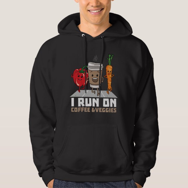 Moletom Eu corro no café e veggies Vegan Runner Vegetaria (Frente)