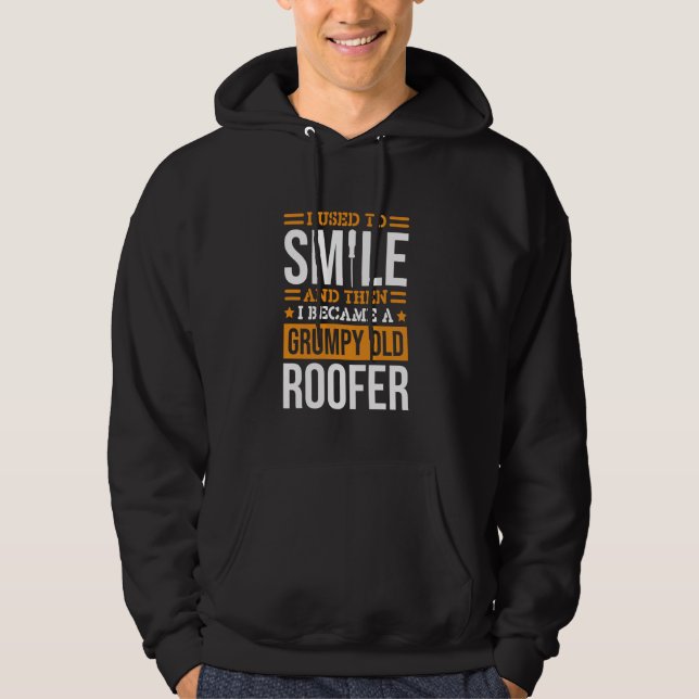 Moletom Eu costumava sorrir o Design de Roofer para Constr (Frente)