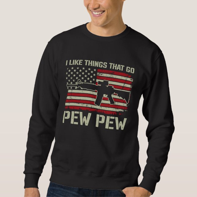 Moletom Eu Gosto de Coisas Que Fazem Pew Pew   A Favor de  (Frente)