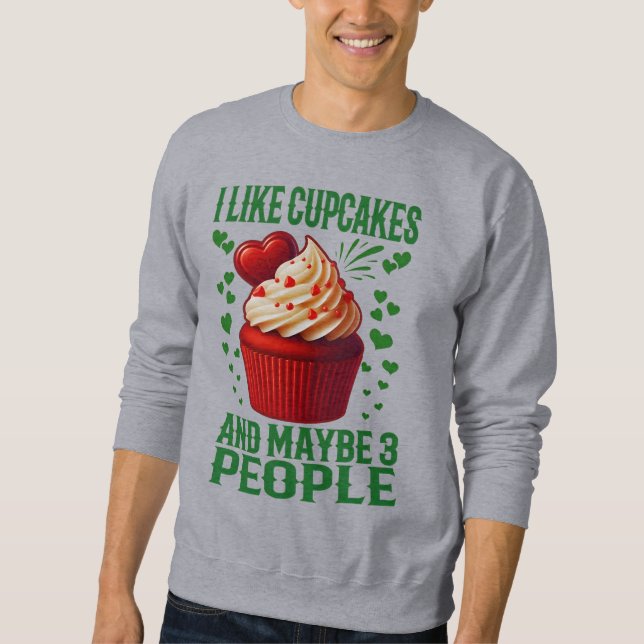 Moletom eu gosto de cupcakes e talvez 3 pessoas (Frente)
