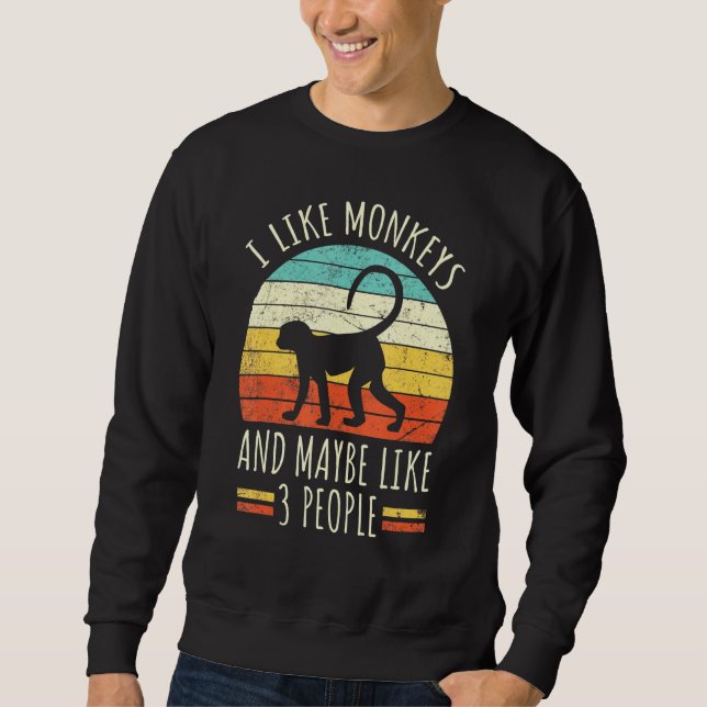 Moletom Eu Gosto De Macacos E Talvez De 3 Pessoas De Monge (Frente)