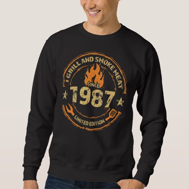 Moletom Eu grelho e fumo carne desde 1987 35º aniversário (Frente)
