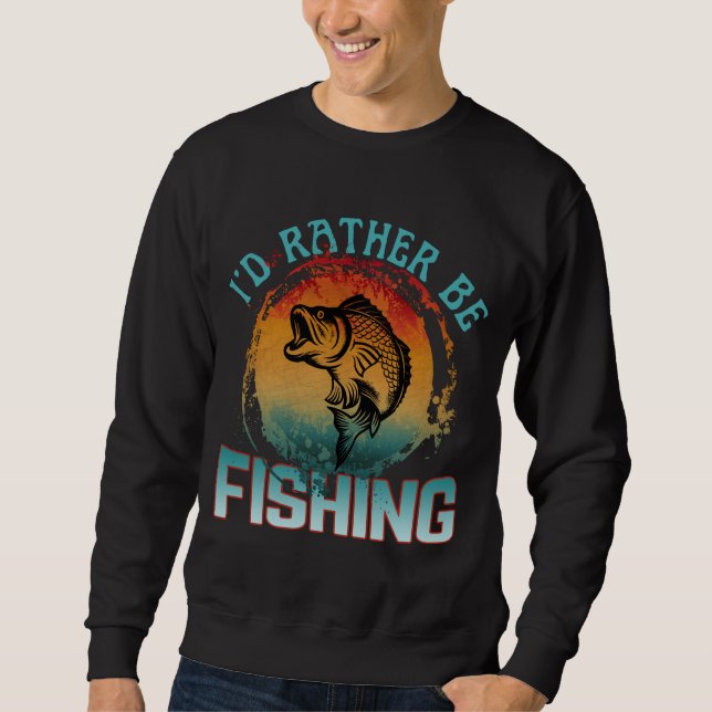 Moletom eu preferiria estar pescando presente para pescado (Frente)