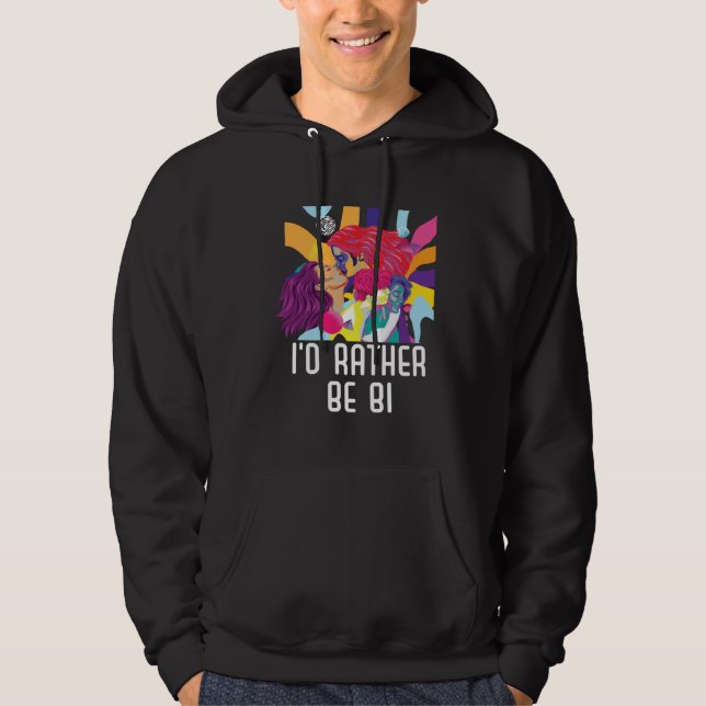 Moletom Eu Preferiria Ser Bi Bissexual Arco-íris Orgulho B (Frente)