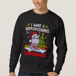 Moletom Eu Quero Um Hippopotamus Para O Natal Pajama Engra