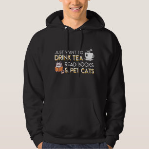 Moletom Eu Só Quero Beber Chá Lendo Livros Pet Cats Tea B
