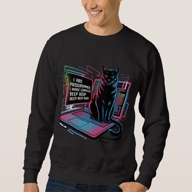 Moletom Eu sou programador, eu faço o computador BEEP BOOP (Frente)