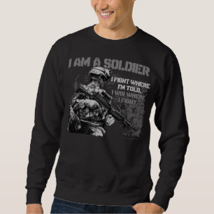 Moletom Eu sou um soldado na camisola preta dos homens