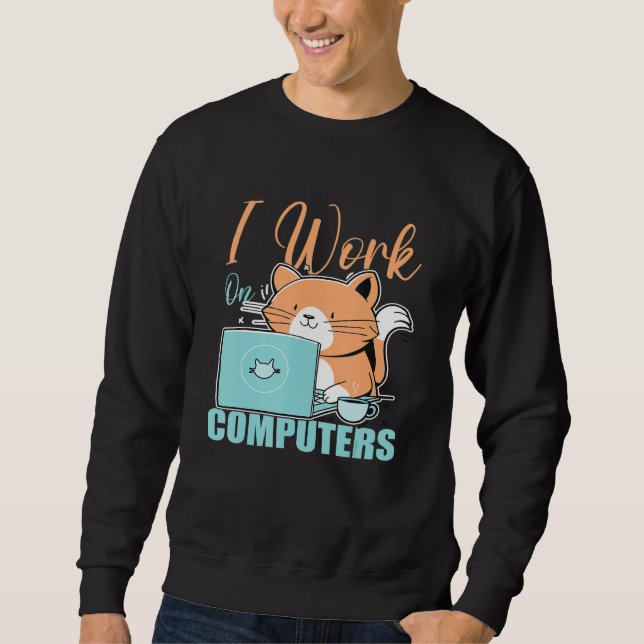 Moletom Eu Trabalho Com Computadores Gato  Gato  Programad (Frente)
