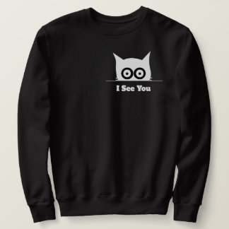 Moletom Eu Vejo Você Gato Divertido Espiando Preto Branco