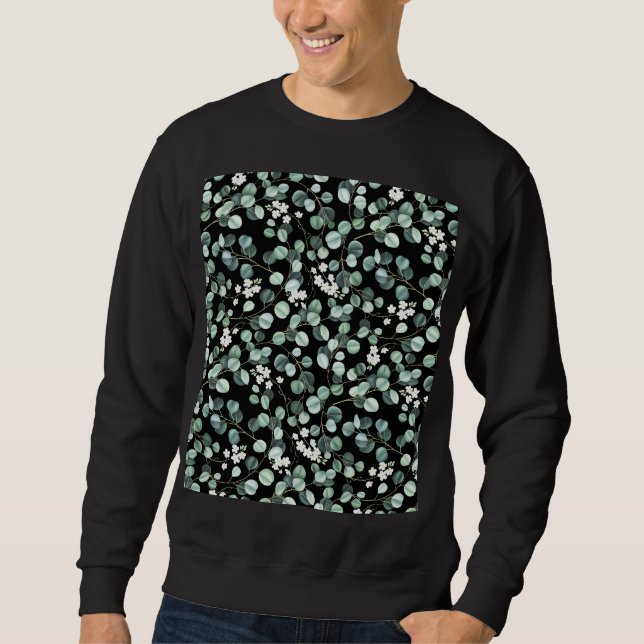 Moletom Eucalyptus deixa: padrão de flores brancas (Frente)