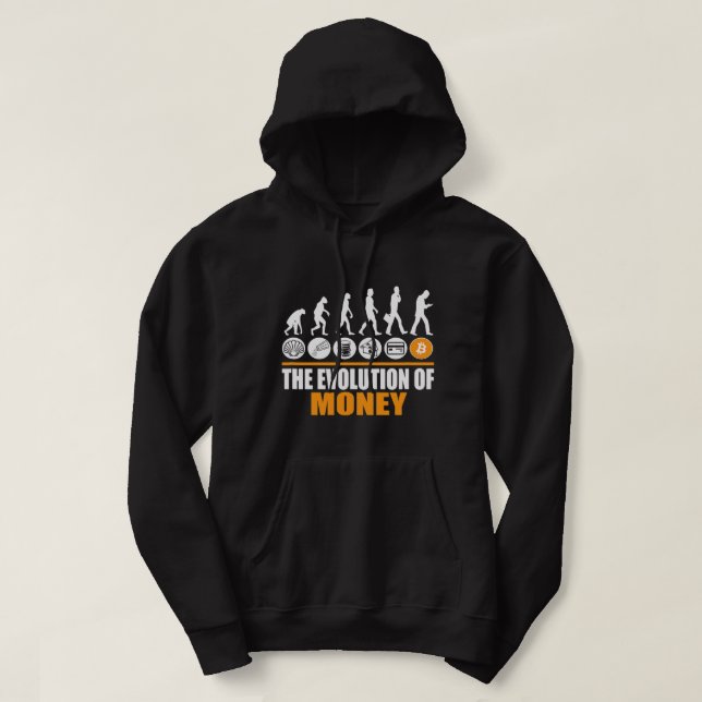 Moletom Evolução da Criptomoeda BTC Engraçada com Dinheiro (Frente do Design)