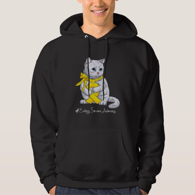 Moletom Ewings Sarcoma Awareness Month Yellow Ribbon Cat (Frente)