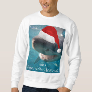 Moletom Excelente Foto de Tubarão Branco de Natal Engraç
