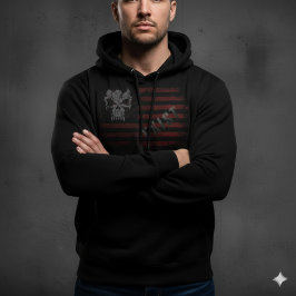 Moletom EXIST Skull Distressed American Flag Black Hoodie